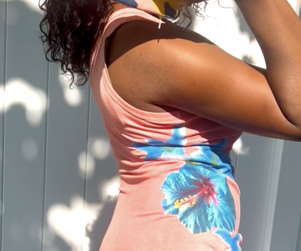 Harlem Leaks Coral Hibiscus Dress 🌺